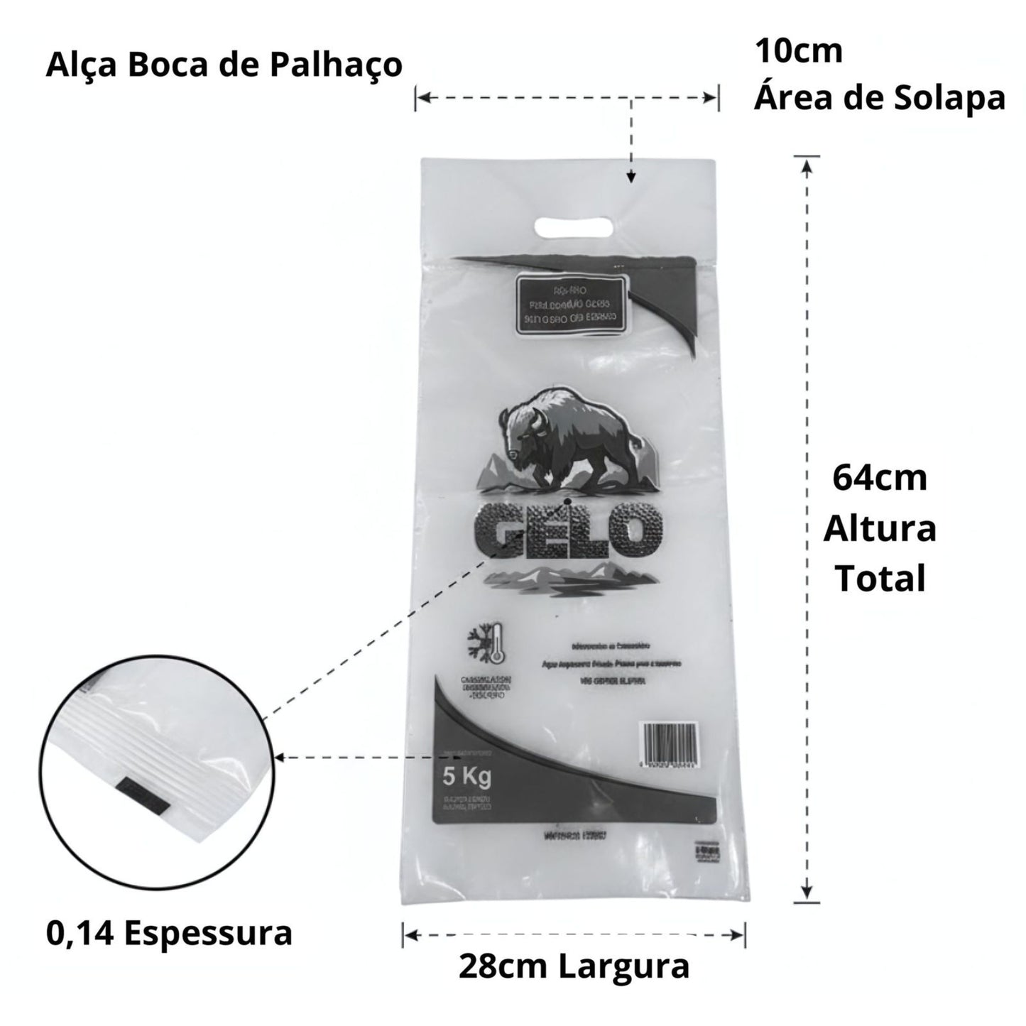 Embalagem Saco de Gelo 5kg - 200 Unidades